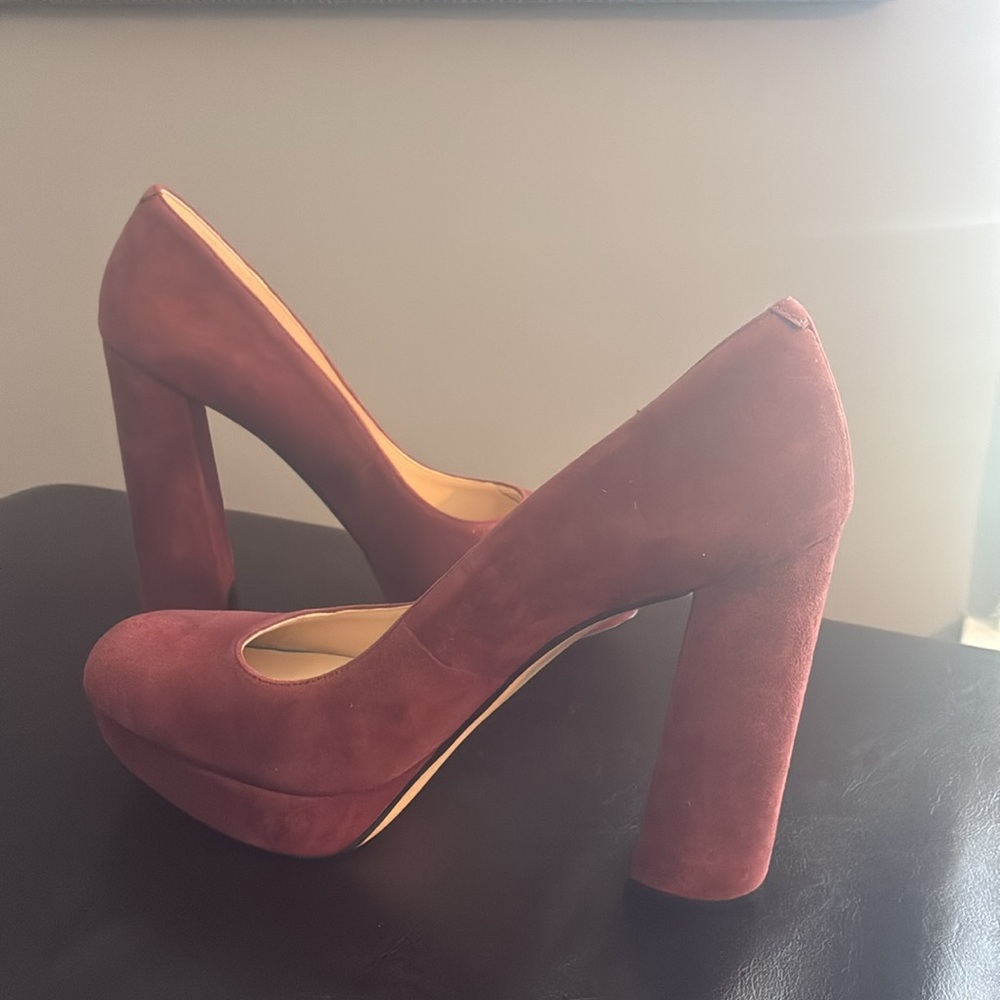 New Nine West Suede Leather Block Heels - Picture 2 of 8